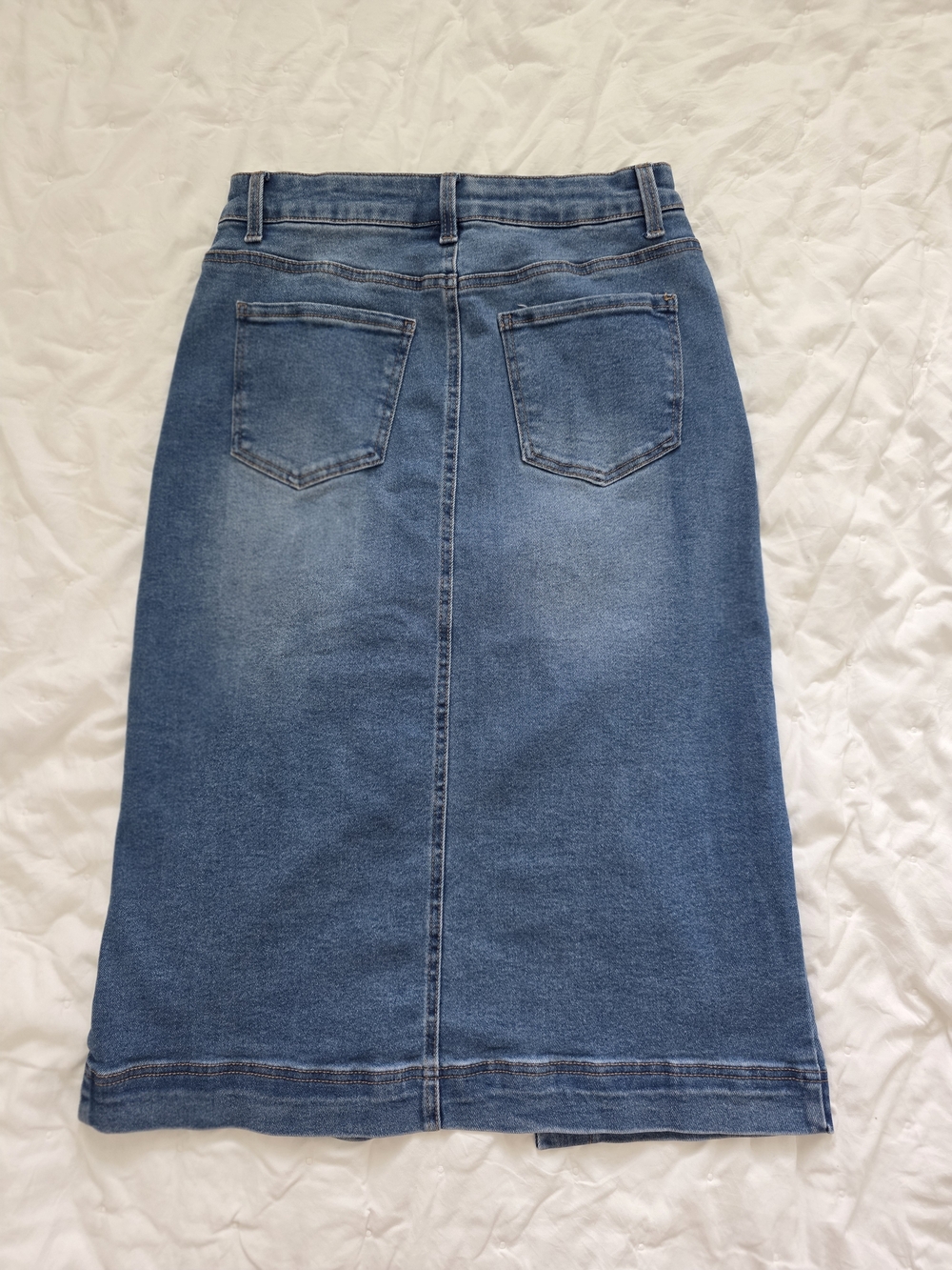 Express Mid-Blue Button-Front Denim Skirt*stretch* - Picture 4 of 5